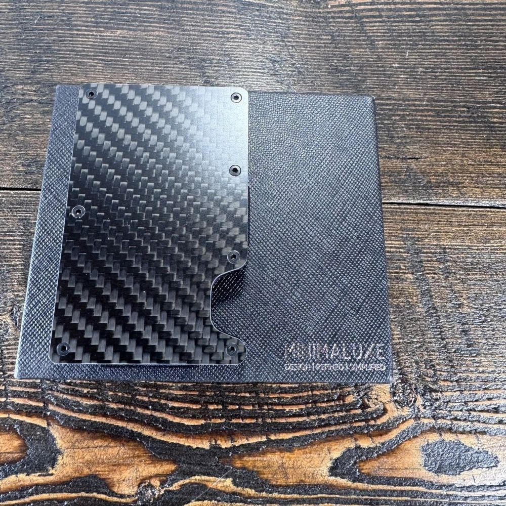 Minimaluxe Money Clip Wallet Men Black Carbon Fiber RFID Minimalist Tactical